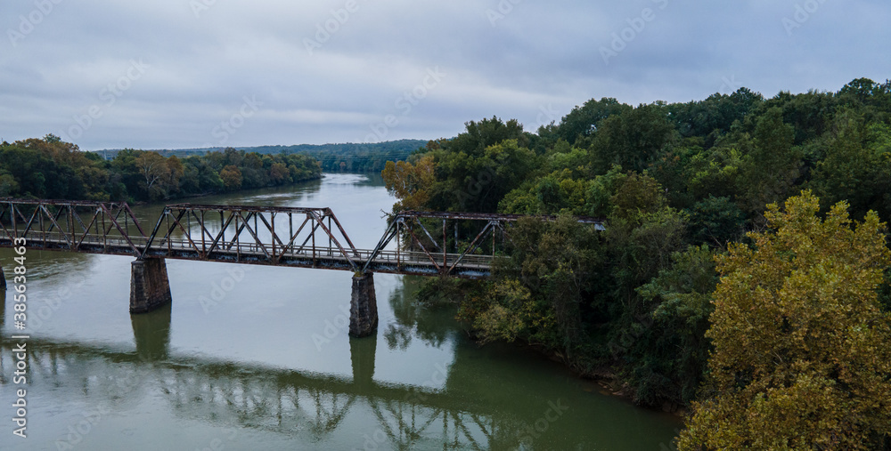 Aerial view of the railroad trestle