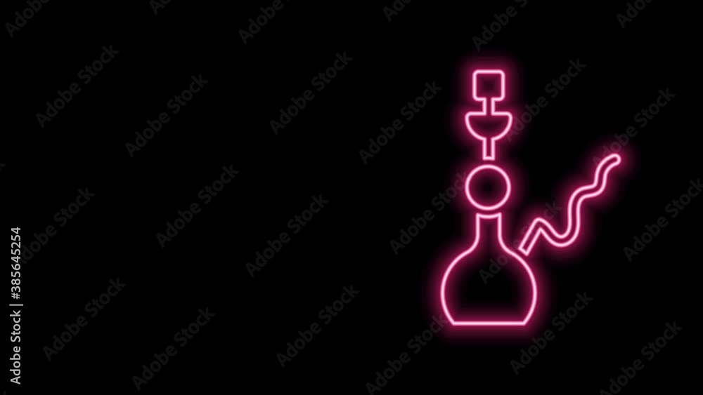 Glowing neon line Hookah icon isolated on black background. 4K Video motion graphic animation Glowing neon line Hookah icon isolated on black background. 4K Video motion graphic animation