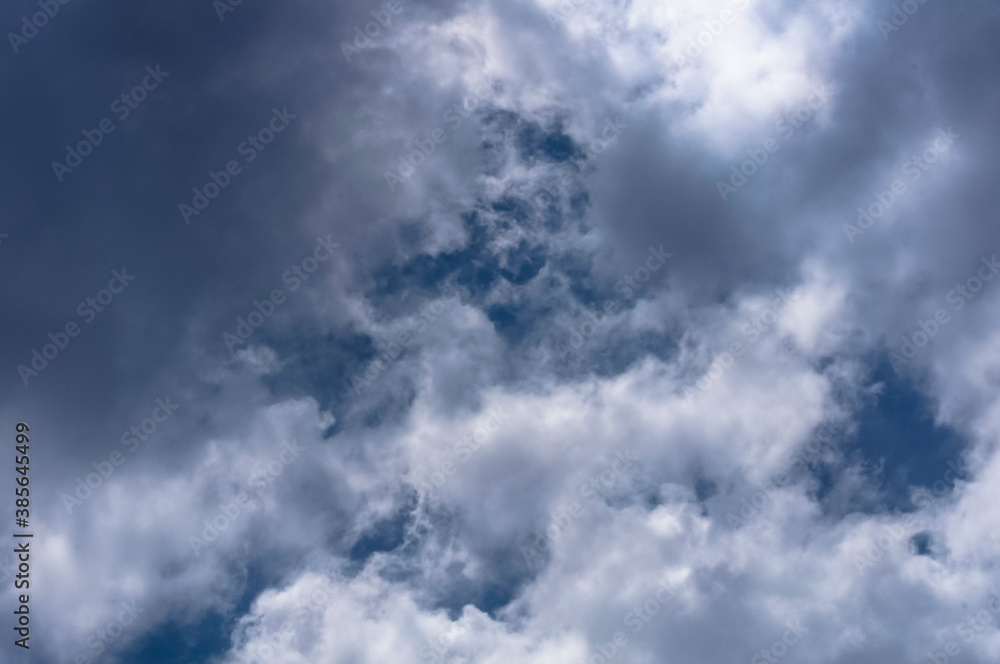 Blue sky background with clouds. Sky of Brazil