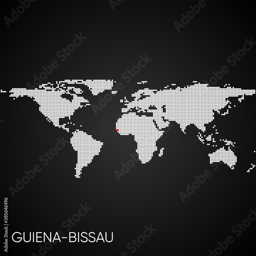 Dotted world map with marked guinea-bissau