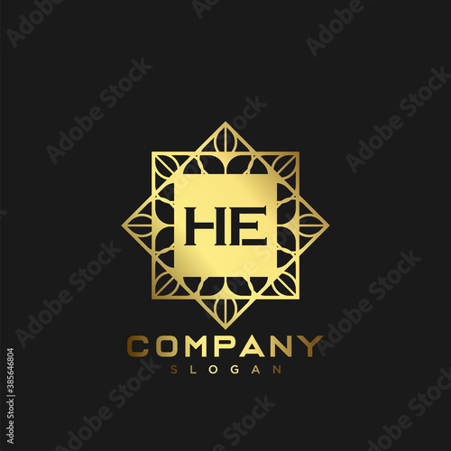 HE Premium monogram letter initials logo. minimalist symbol icon vector design. Luxury logotype Template.