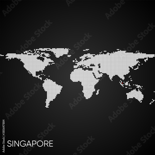 Dotted world map with marked singapore