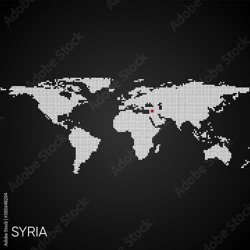 Dotted world map with marked syria