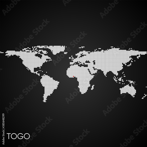 Dotted world map with marked togo
