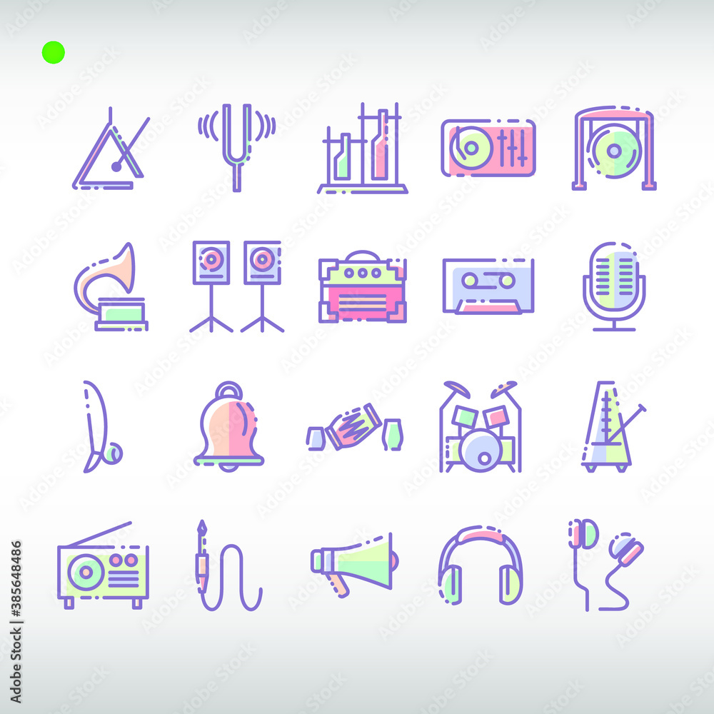 musical instrument icon set in flat color style
musical instrument icon set in flat color style