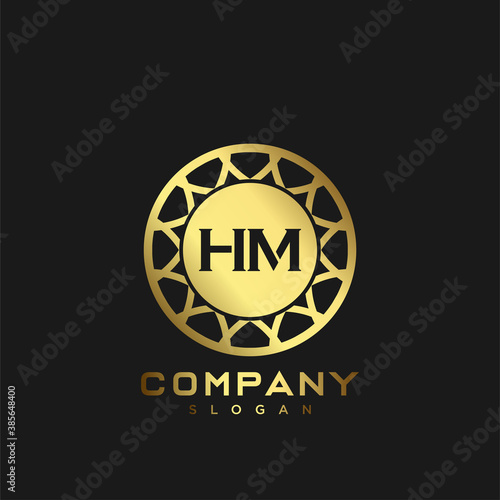 HM Premium monogram letter initials logo. minimalist symbol icon vector design. Luxury logotype Template.