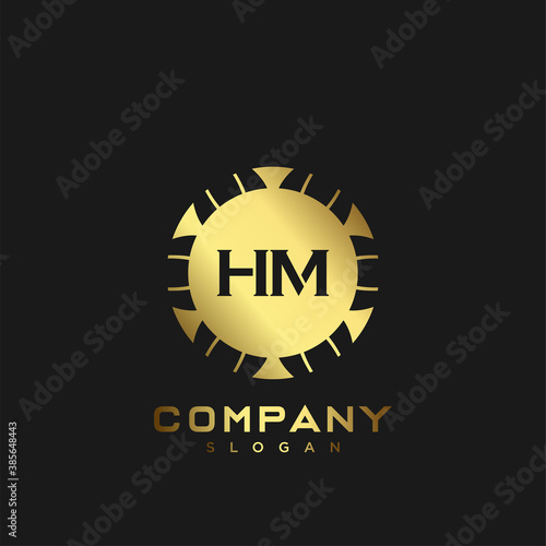HM Premium monogram letter initials logo. minimalist symbol icon vector design. Luxury logotype Template.
