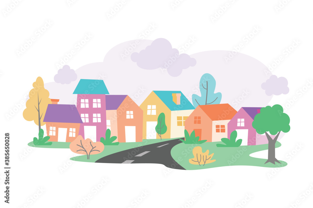 Cartoon Rural City Landscape Vector illustration, Cute and lovely with colorful and flat style
Cartoon Rural City Landscape Vector illustration, Cute and lovely with colorful and flat style