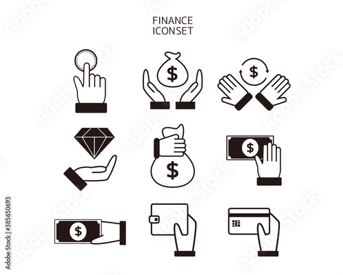 金融・銀行系のベクターイラストセット　お金のアイコン　