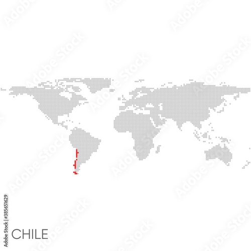 Dotted world map with marked chile