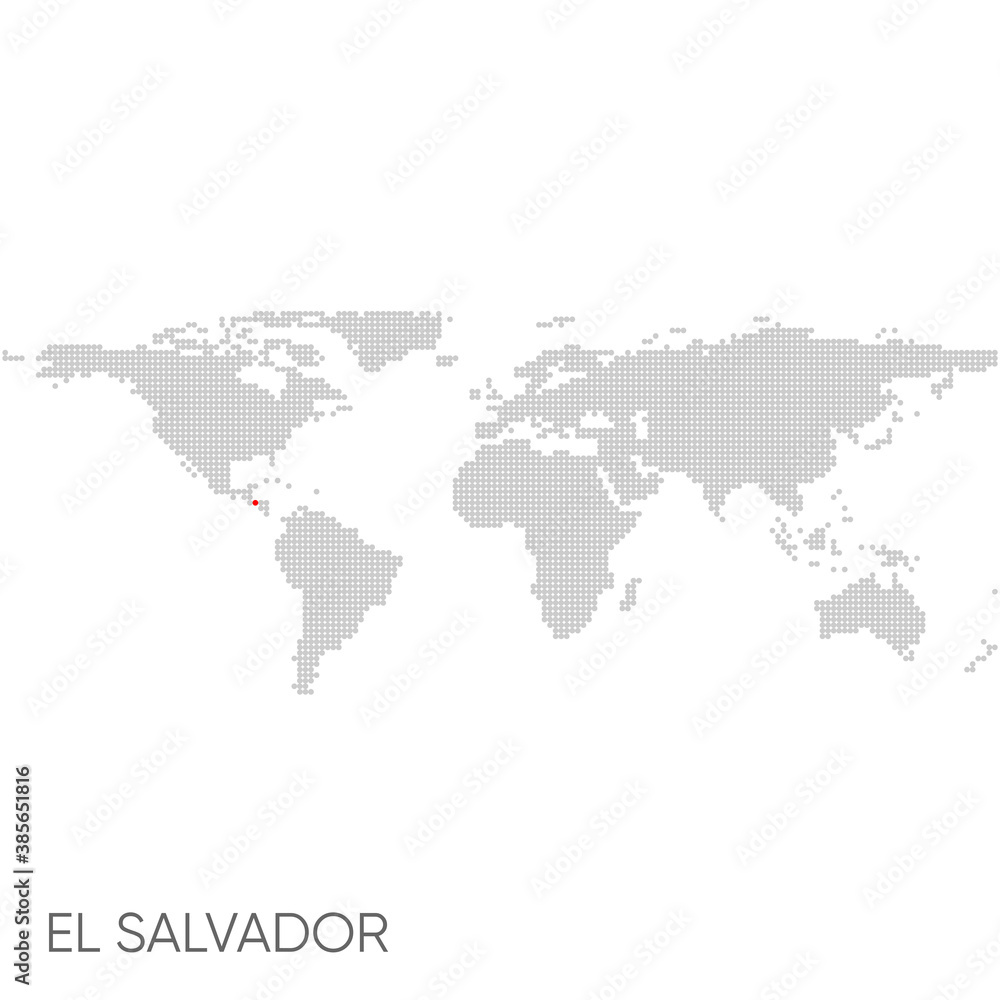 Dotted world map with marked el salvador Dotted world map with marked el salvador
