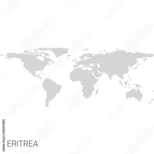 Dotted world map with marked eritrea