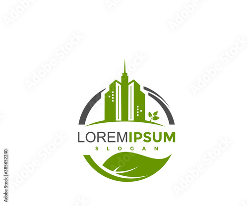 Green city logo design template