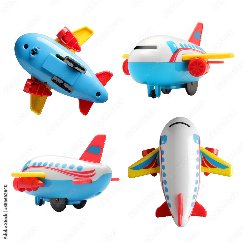 plastic toy plane isolated on white background plastic toy plane isolated on white background