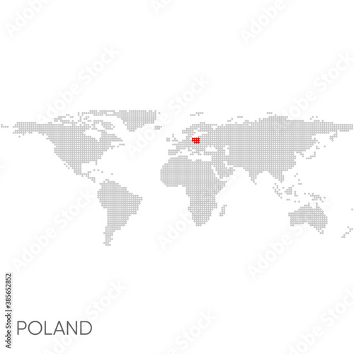 Dotted world map with marked poland