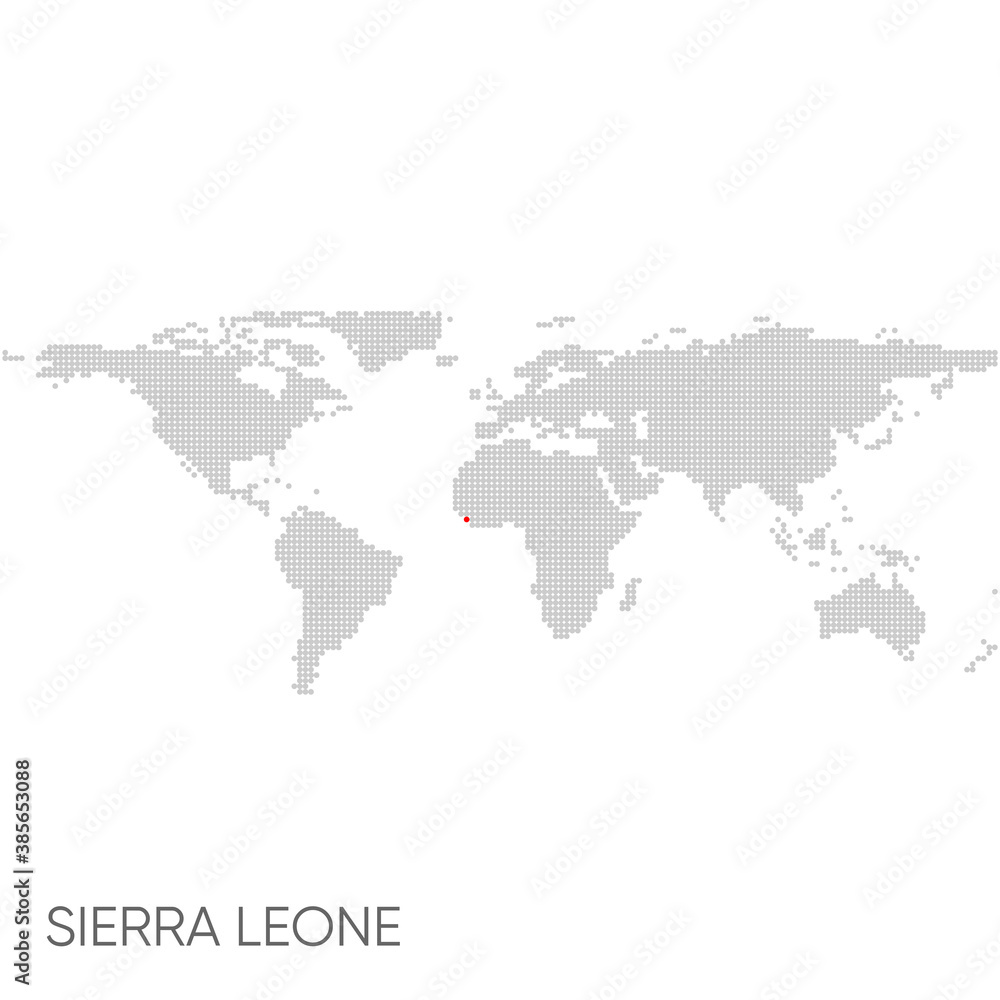 Dotted world map with marked sierra leone Dotted world map with marked sierra leone