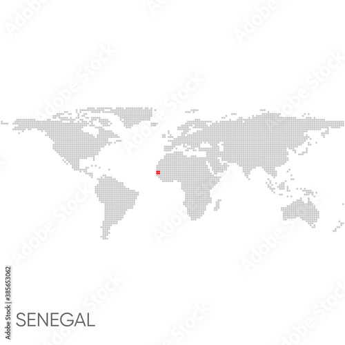 Fototapeta Naklejka Na Ścianę i Meble -  Dotted world map with marked senegal