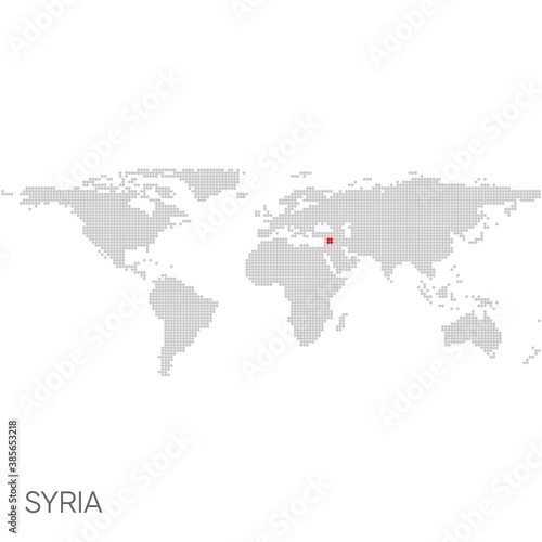 Dotted world map with marked syria