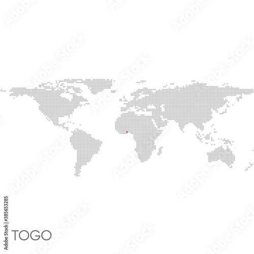 Dotted world map with marked togo