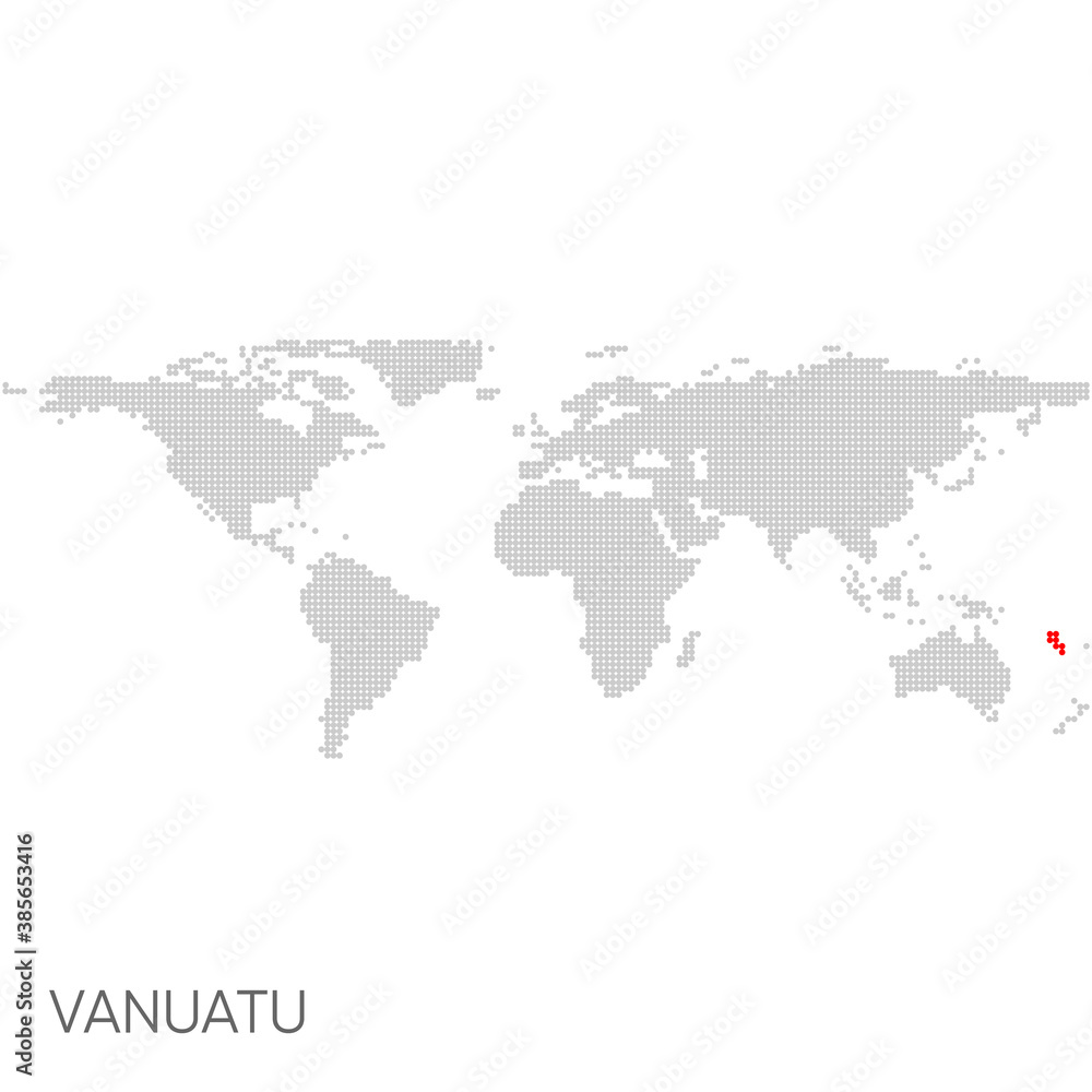 Dotted world map with marked vanuatu