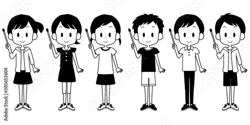 ポインターを持つ子供達