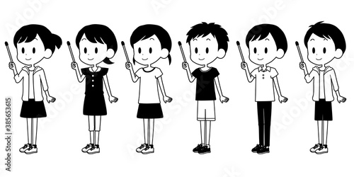 ポインターを持つ子供達