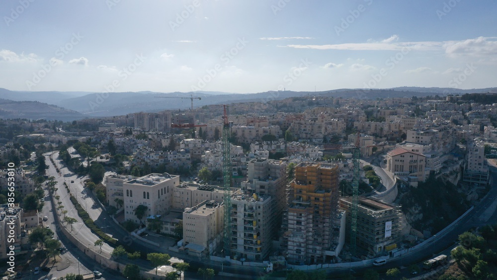 
Jerusalem orthodox neighborhood Ramot Alon Aerial view
Drone Image of Israeli settlement in northwest East Jerusalem
