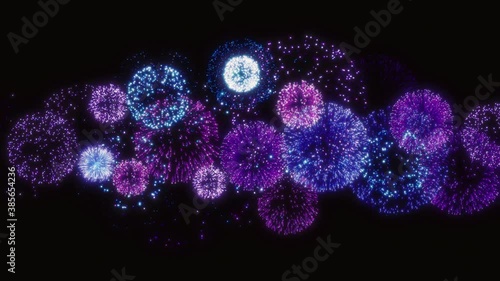 連続して打ち上がる、花火エフェクト動画素材。青い打ち上げ花火のアニメーション。