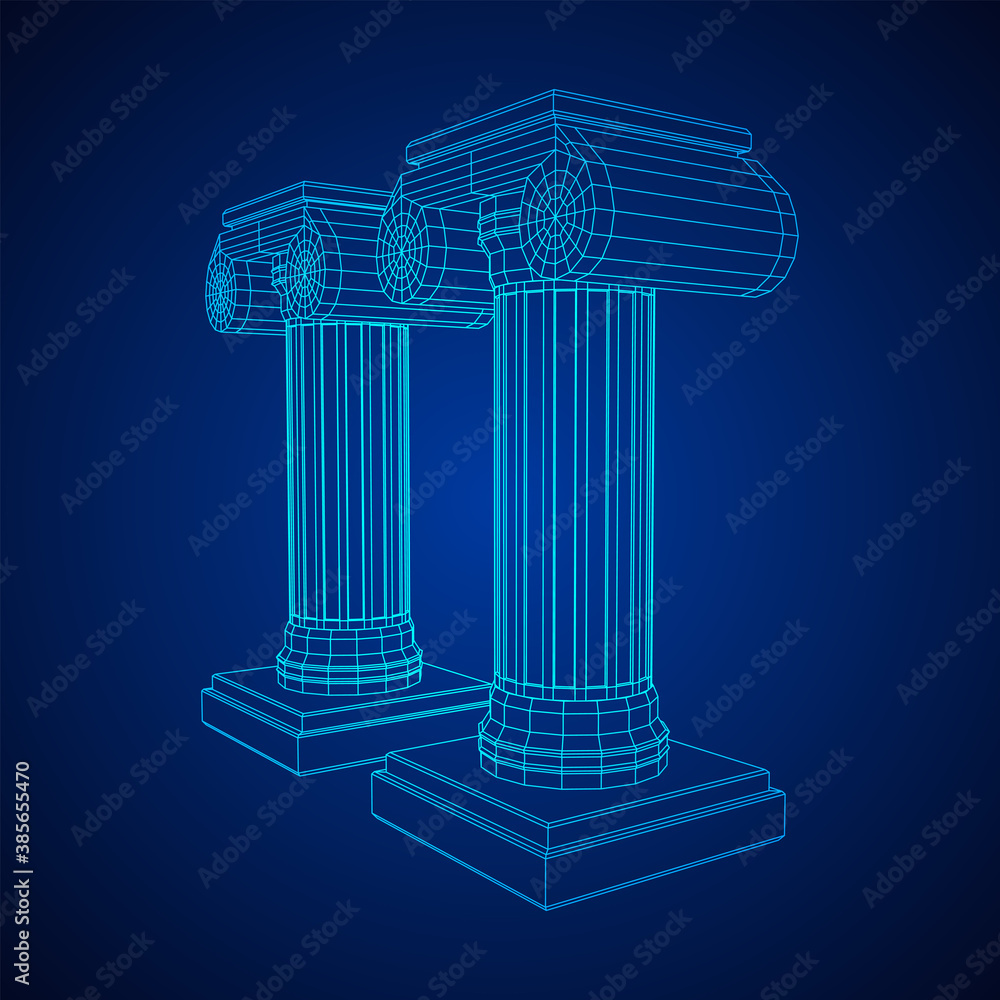 Greek ionic column. Ancient pillars. Greek ionic column. Ancient pillars.