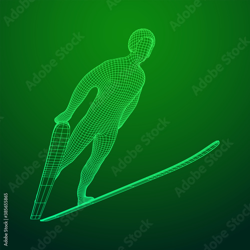 Ski jumper sportsman vector illustration.