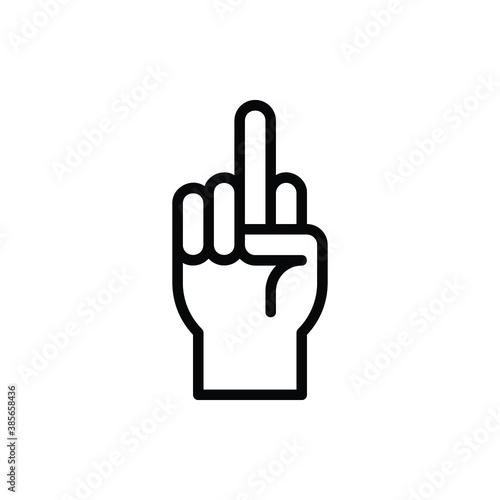 Fuck, Middle Finger, Hand Sign Icon Logo Illustration Vector Isolated. Hand Sign and Gesture Icon-Set. Suitable for Web Design, Logo, App, and UI. Editable Stroke and Pixel Perfect. EPS 10.