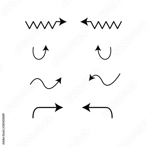 Set of simple arrows  waypoint sign symbols isolated on white background EPS Vector