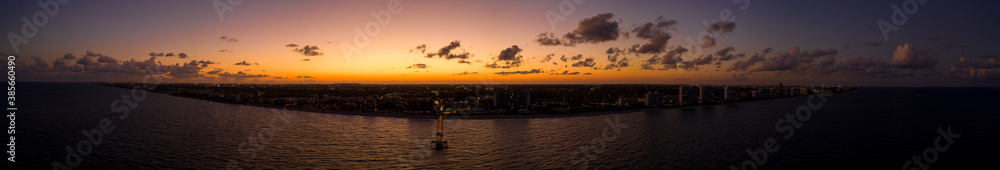 Beautiful twilight sky aerial panorama Deerfield Beach FL United States