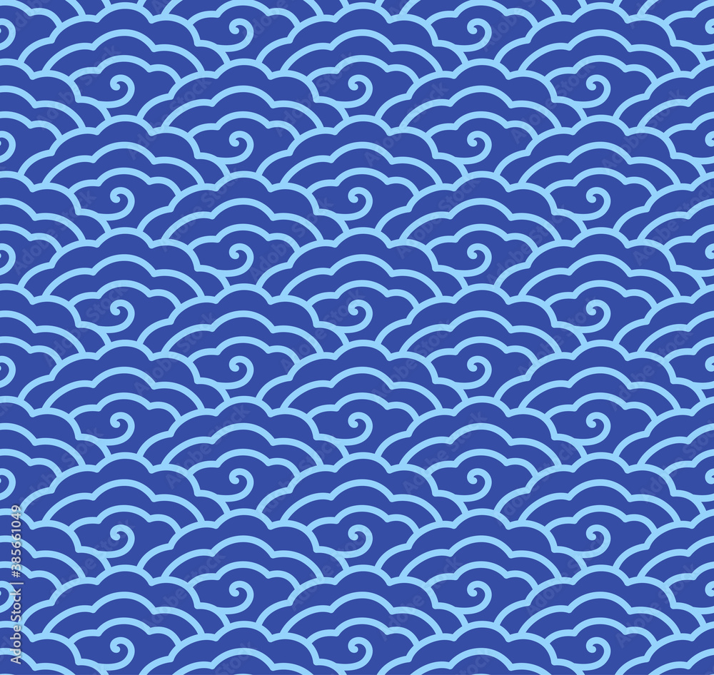 Fototapeta premium Japanese VIntage Cloud Vector Seamless Pattern