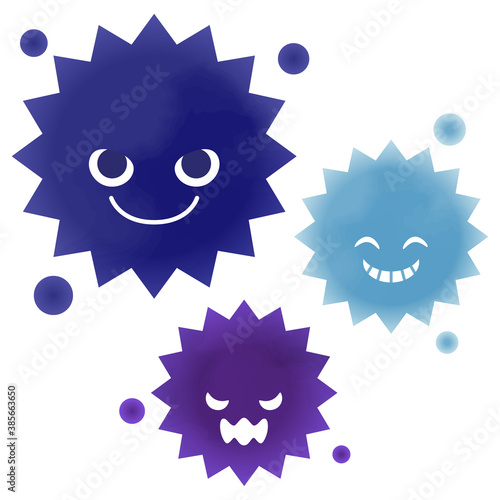 ウイルス・バイキンイラスト　水彩風