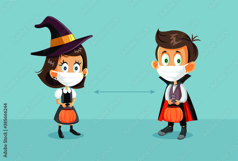 Children Celebrating Halloween while Social Distancing Children Celebrating Halloween while Social Distancing