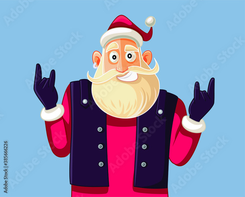 Cool Rock and Roll Santa Claus Vector Cartoon