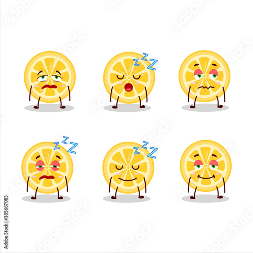 Cartoon character of orange with sleepy expression