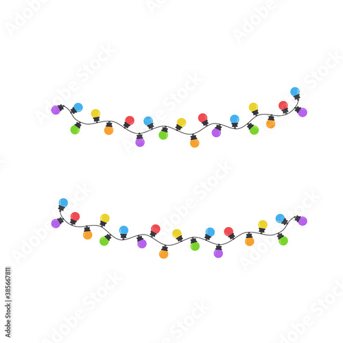 Christmas light bulbs. Colorful light bulbs for Christmas decoration. Isolated on white background.