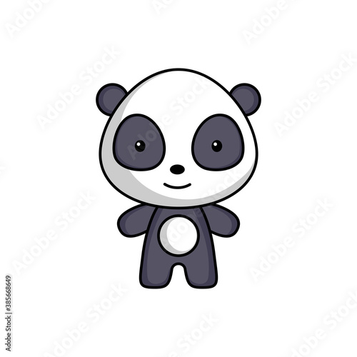 Fototapeta Naklejka Na Ścianę i Meble -  Cute cartoon panda logo template on white background. Mascot animal character design of album, scrapbook, greeting card, invitation, flyer, sticker, card. Vector stock illustration.