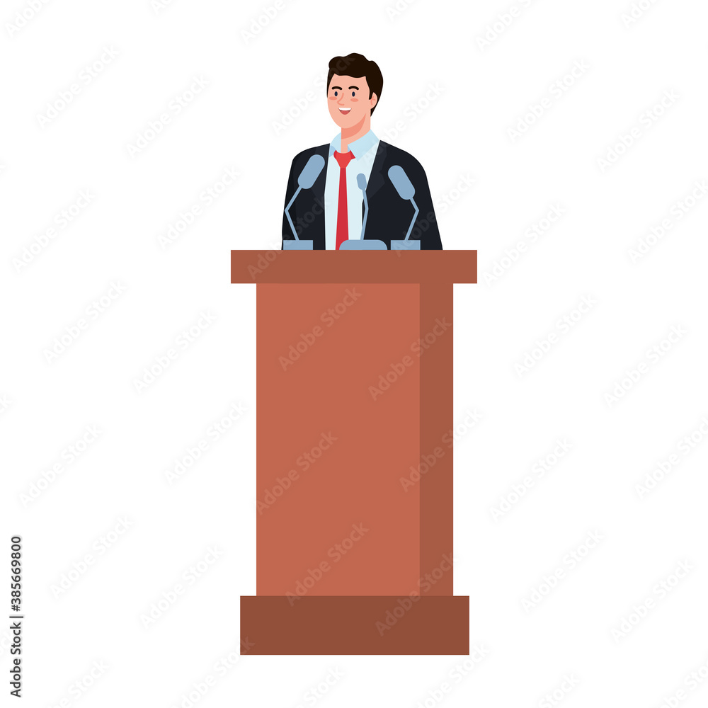 president man on podium design, vote election government and campaign theme Vector illustration