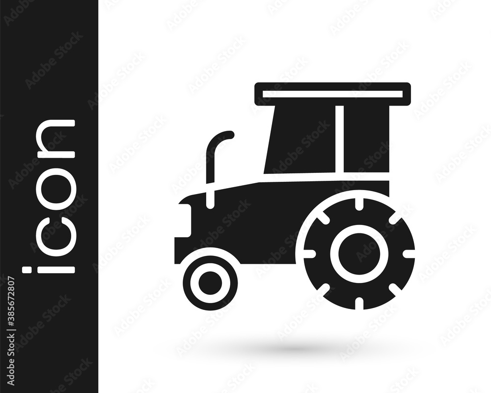 Black Tractor icon isolated on white background. Vector. Black Tractor icon isolated on white background. Vector.