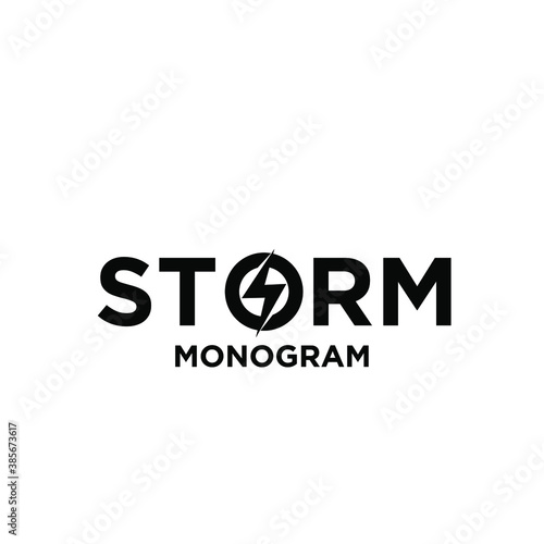storm with initial letter with o modification as thunderbolt vector logo icon illustration design isolated white background