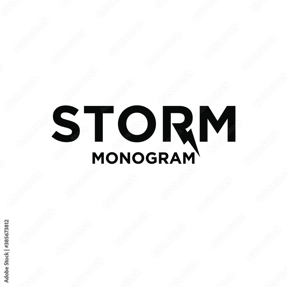 storm with initial letter with r modification as thunderbolt vector logo icon illustration design isolated white background