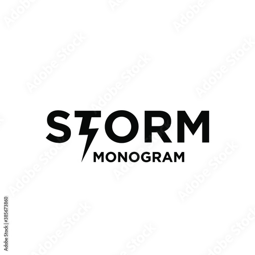 storm with initial letter with t modification as thunderbolt vector logo icon illustration design isolated white background