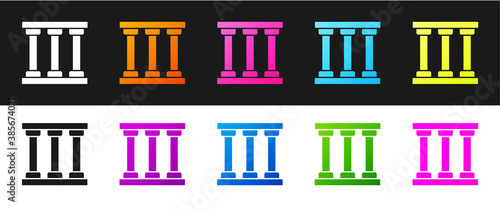 Set Prison window icon isolated on black and white background. Vector.