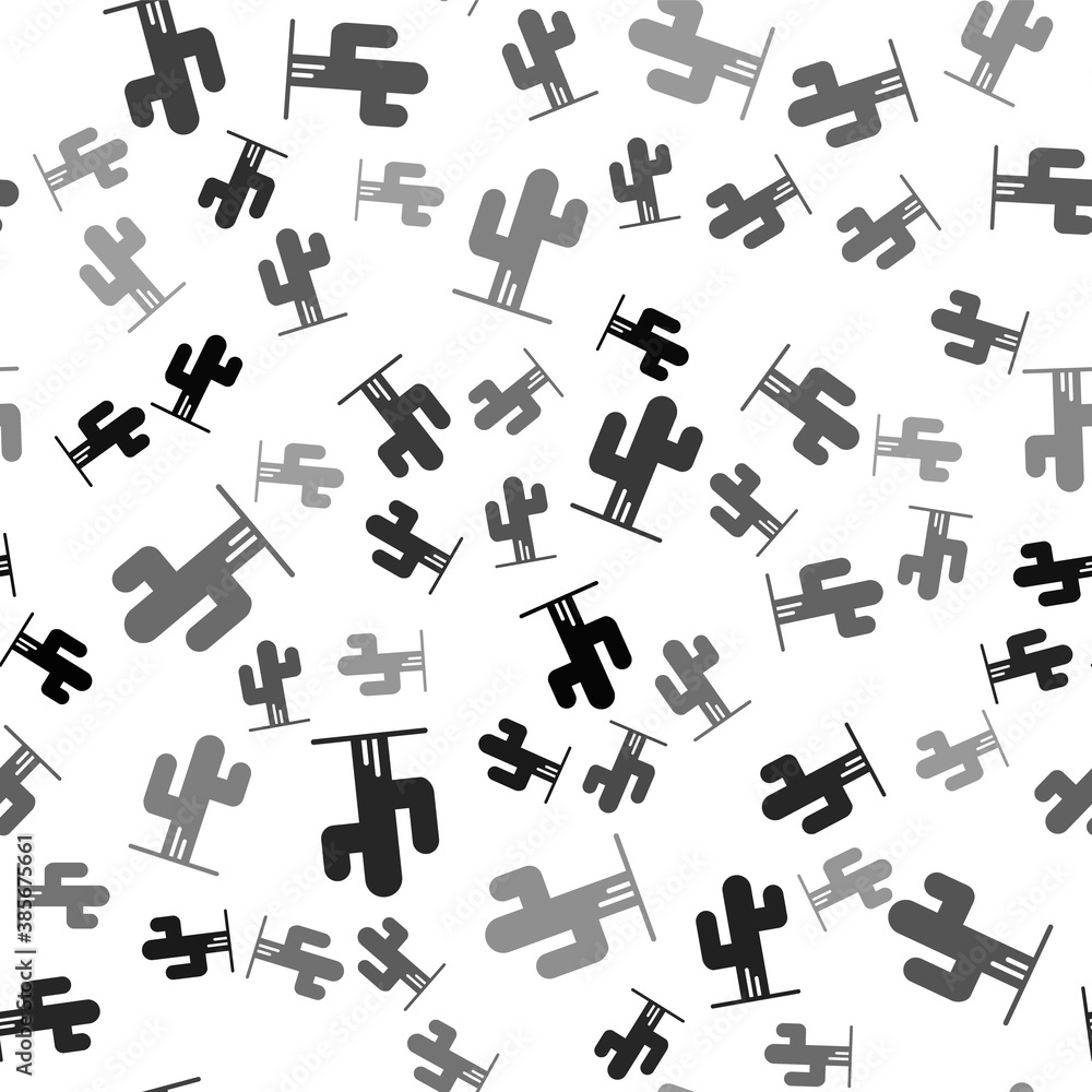Black Cactus icon isolated seamless pattern on white background. Vector. Black Cactus icon isolated seamless pattern on white background. Vector.