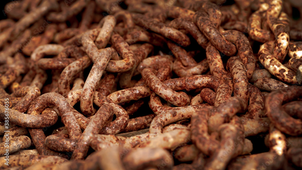 Large iron chains that rust, corrode and old. Large iron chains that rust, corrode and old.