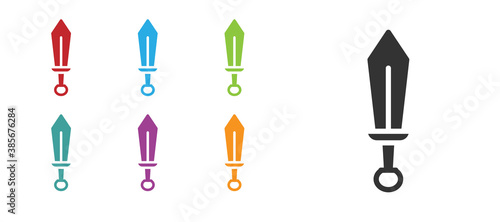 Black Sword toy icon isolated on white background. Set icons colorful. Vector.