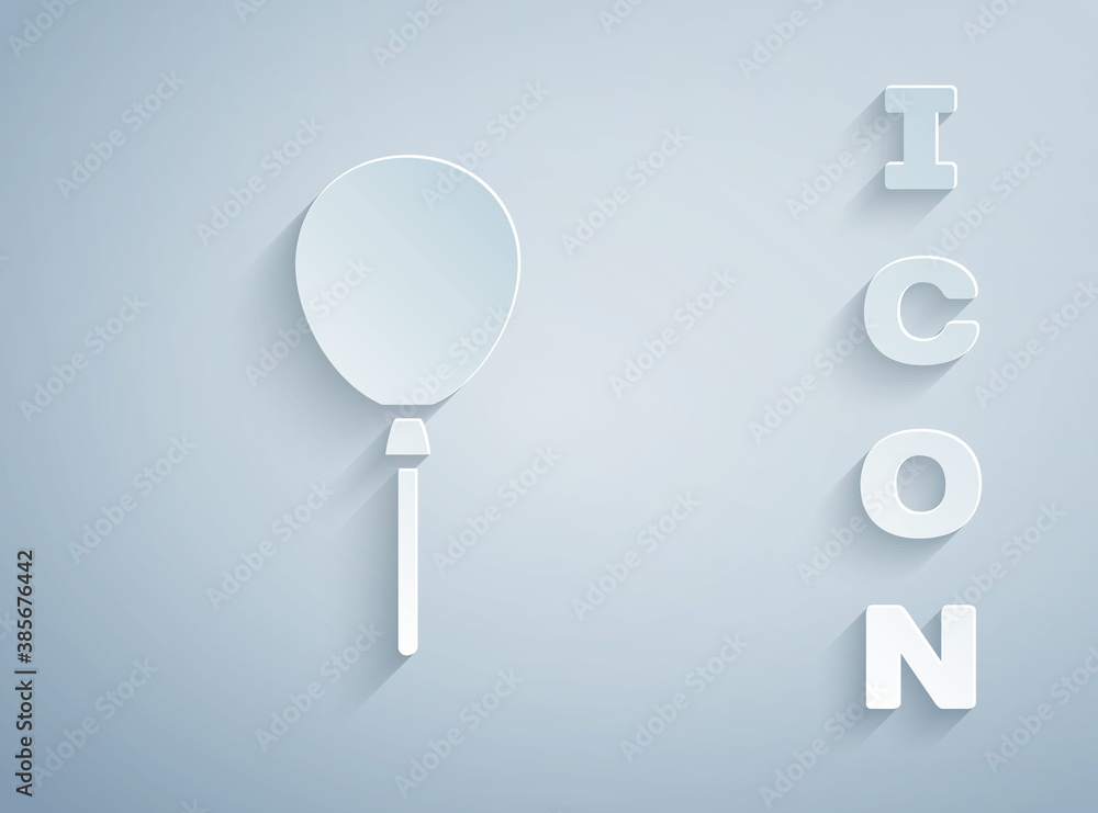 Paper cut Balloons with ribbon icon isolated on grey background. Happy Easter. Paper art style. Vector.